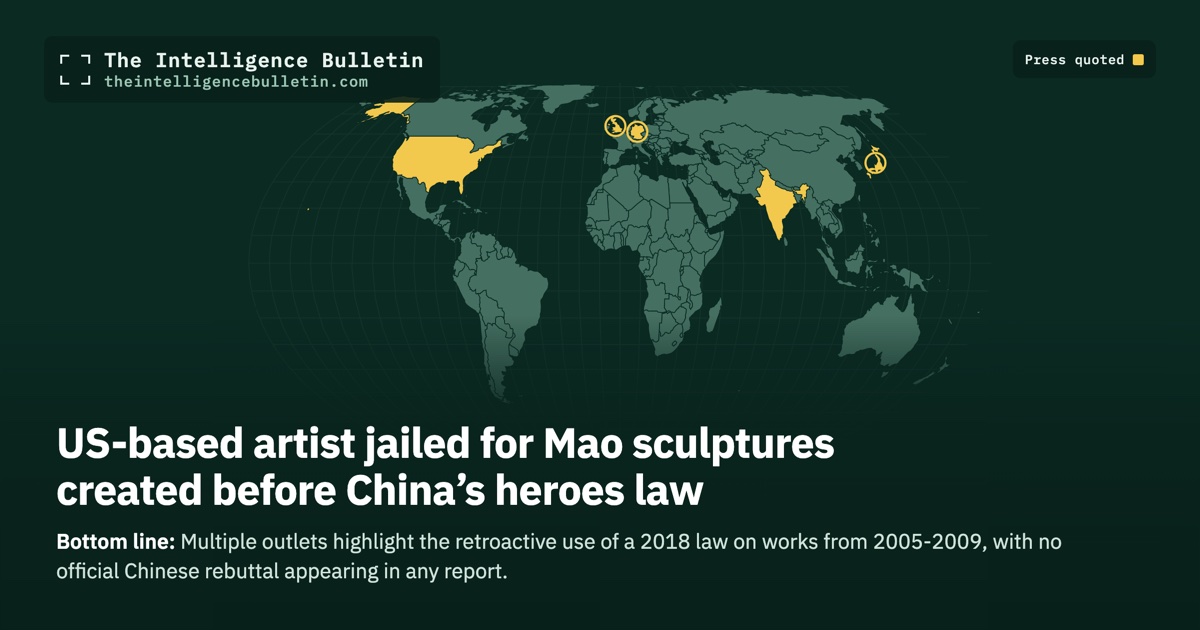 Map of the countries whose press we quoted for: US-based artist jailed for Mao sculptures created before China’s heroes law