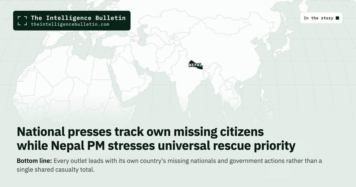 Map of the countries in the story: National presses track own missing citizens while Nepal PM stresses universal rescue priority