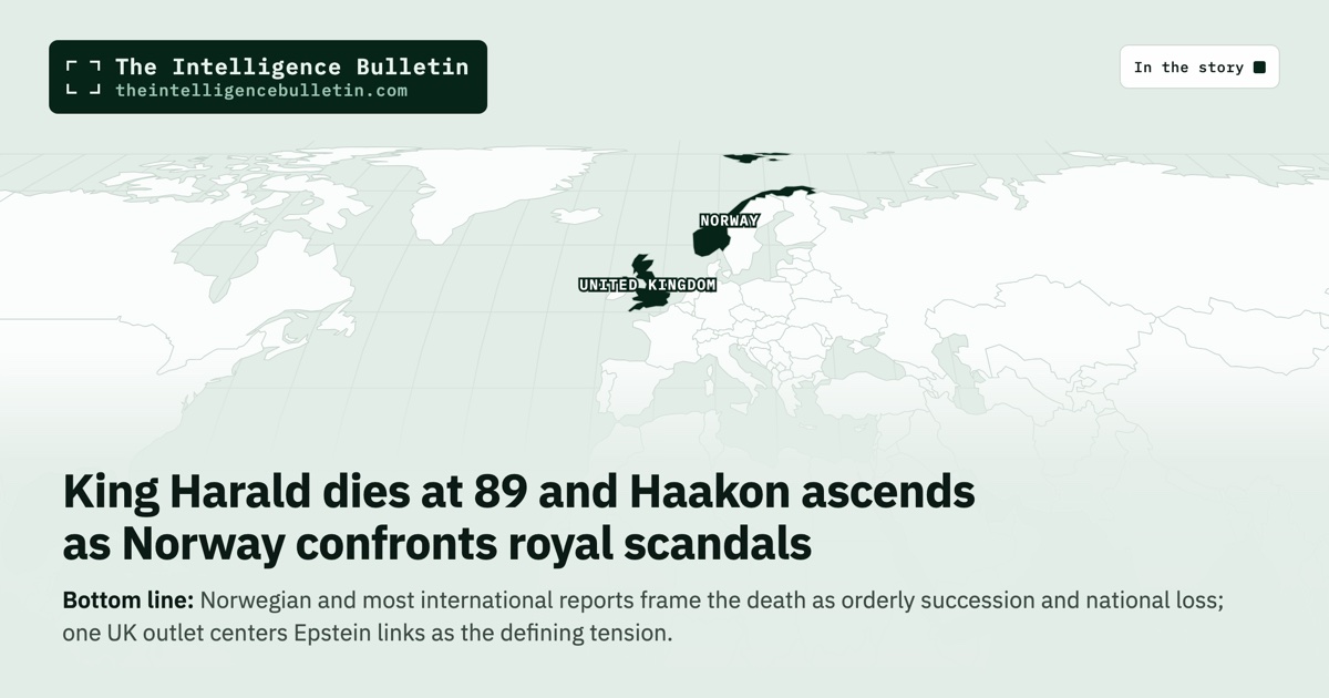 Map of the countries in the story: King Harald dies at 89 and Haakon ascends as Norway confronts royal scandals