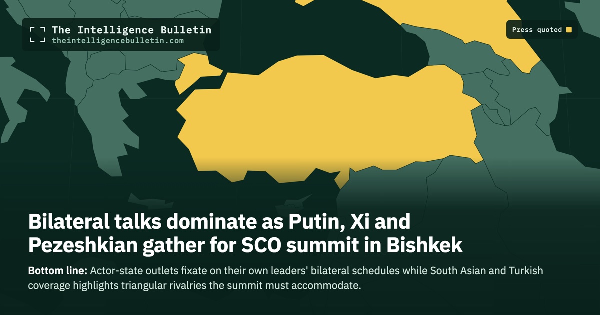 Map of the countries whose press we quoted for: Bilateral talks dominate as Putin, Xi and Pezeshkian gather for SCO summit in Bishkek