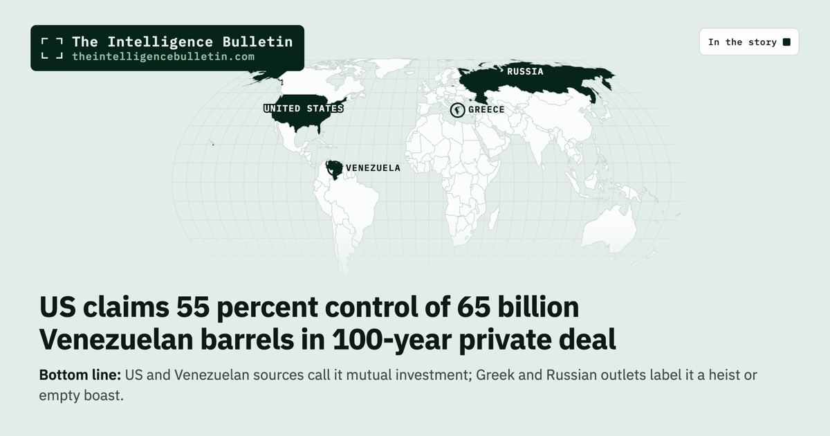 Map of the countries in the story: US claims 55 percent control of 65 billion Venezuelan barrels in 100-year private deal