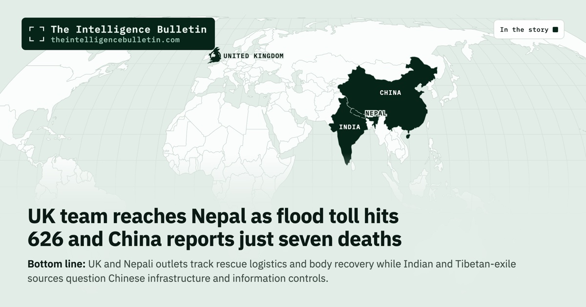Map of the countries in the story: UK team reaches Nepal as flood toll hits 626 and China reports just seven deaths