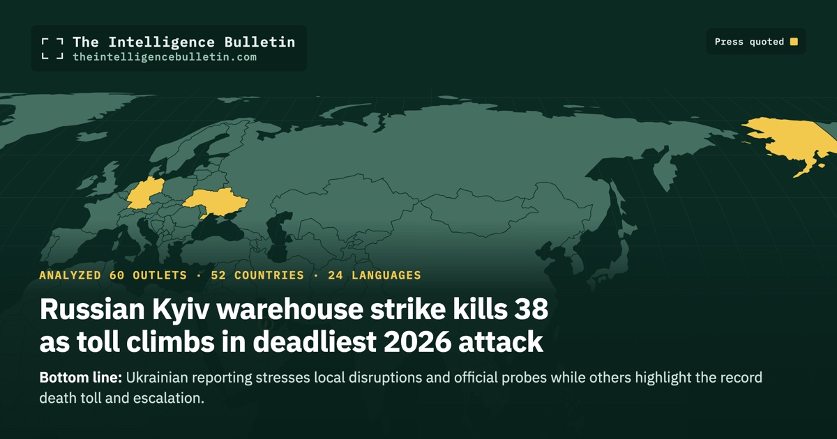 Map of the countries whose press we quoted for: Russian Kyiv warehouse strike kills 38 as toll climbs in deadliest 2026 attack