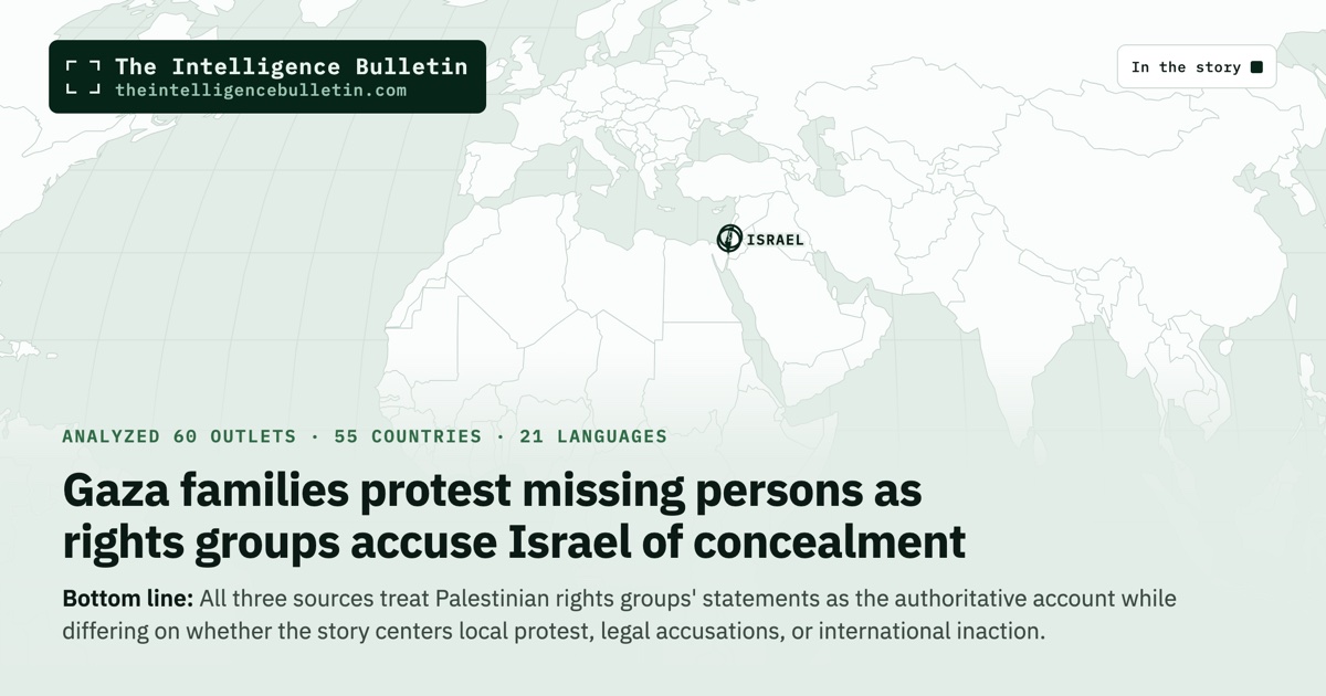 Map of the countries in the story: Gaza families protest missing persons as rights groups accuse Israel of concealment