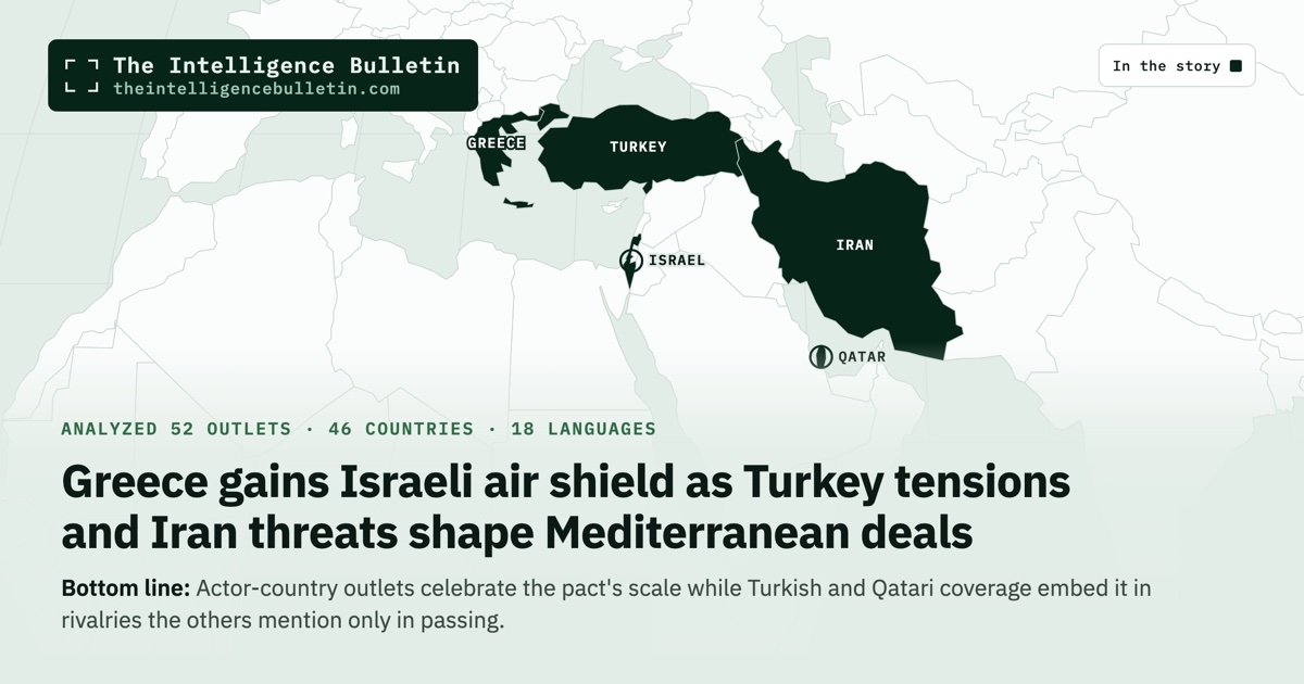 Map of the countries in the story: Greece gains Israeli air shield as Turkey tensions and Iran threats shape Mediterranean deals