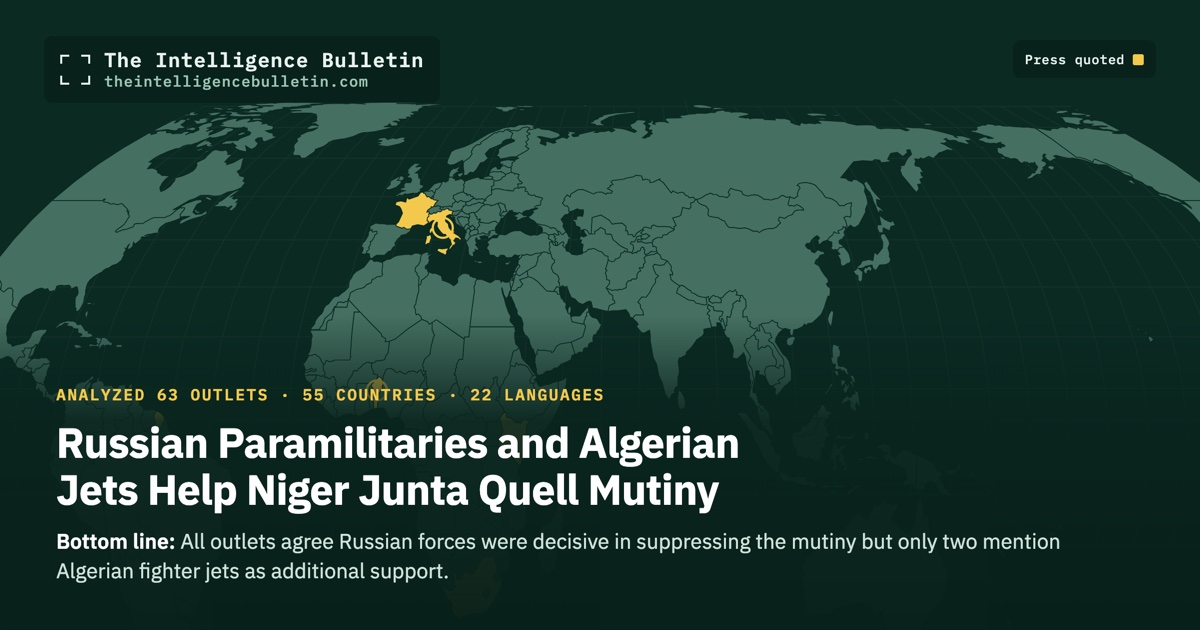 Map of the countries whose press we quoted for: Russian Paramilitaries and Algerian Jets Help Niger Junta Quell Mutiny