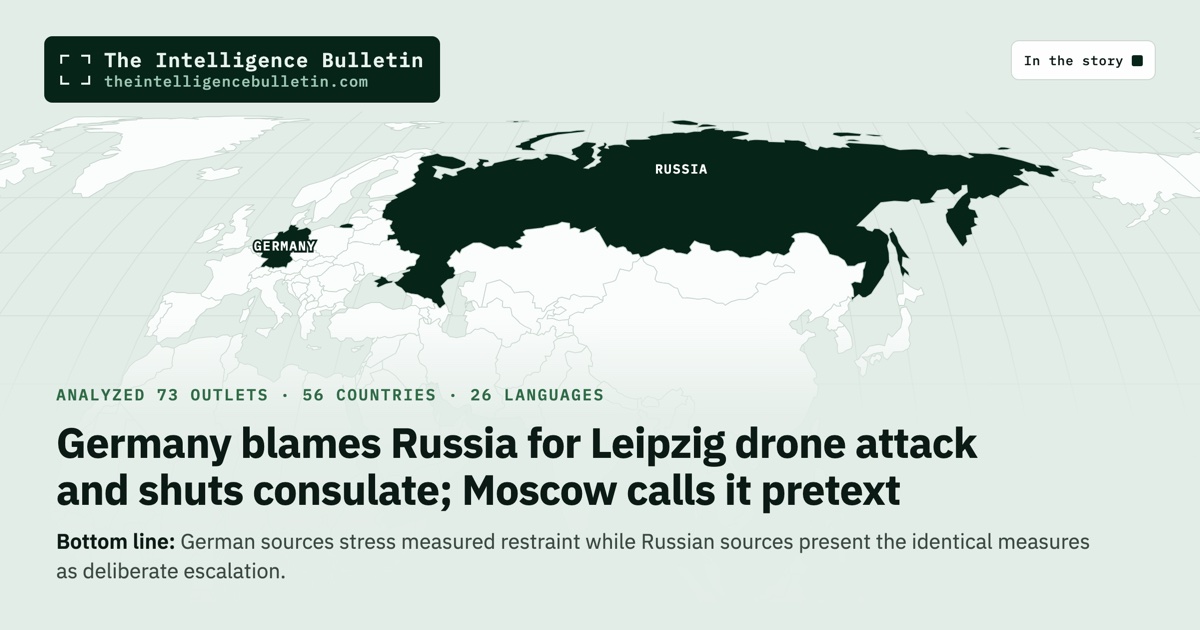 Map of the countries in the story: Germany blames Russia for Leipzig drone attack and shuts consulate; Moscow calls it pretext