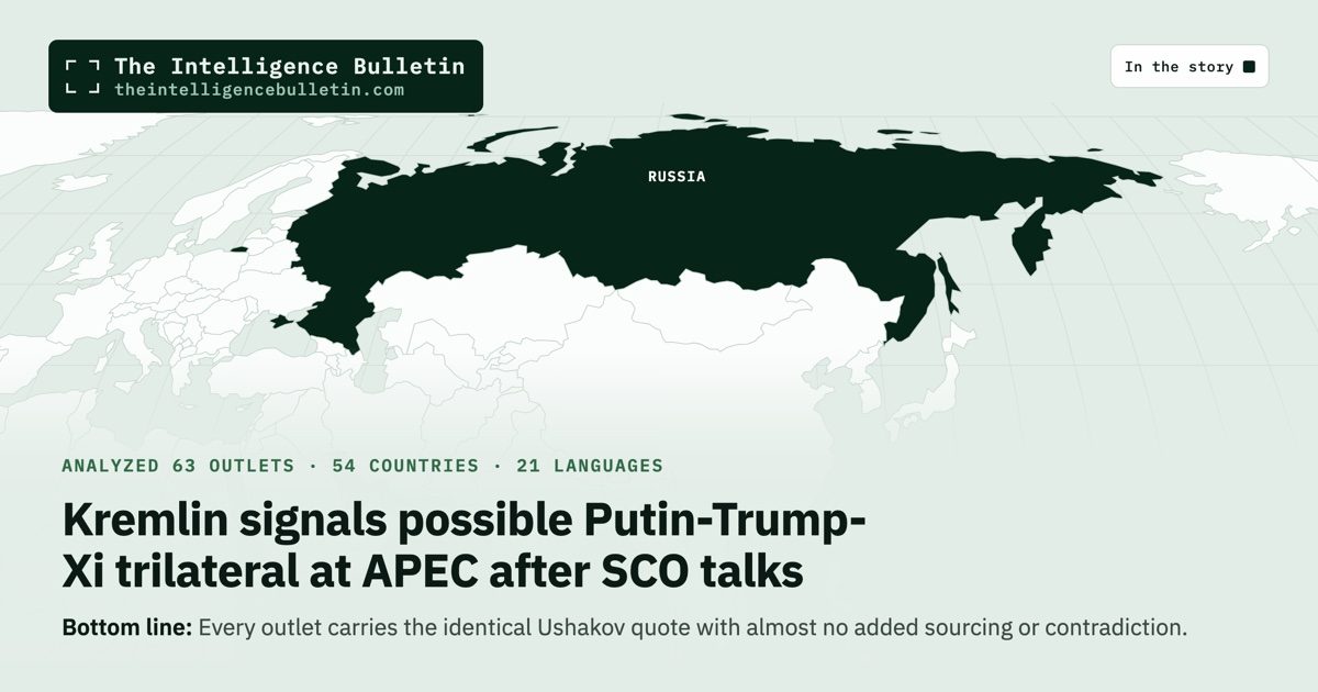Map of the countries in the story: Kremlin signals possible Putin-Trump-Xi trilateral at APEC after SCO talks