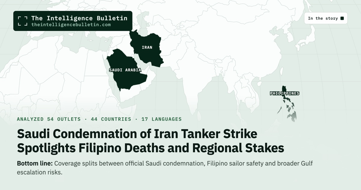 Map of the countries in the story: Saudi Condemnation of Iran Tanker Strike Spotlights Filipino Deaths and Regional Stakes