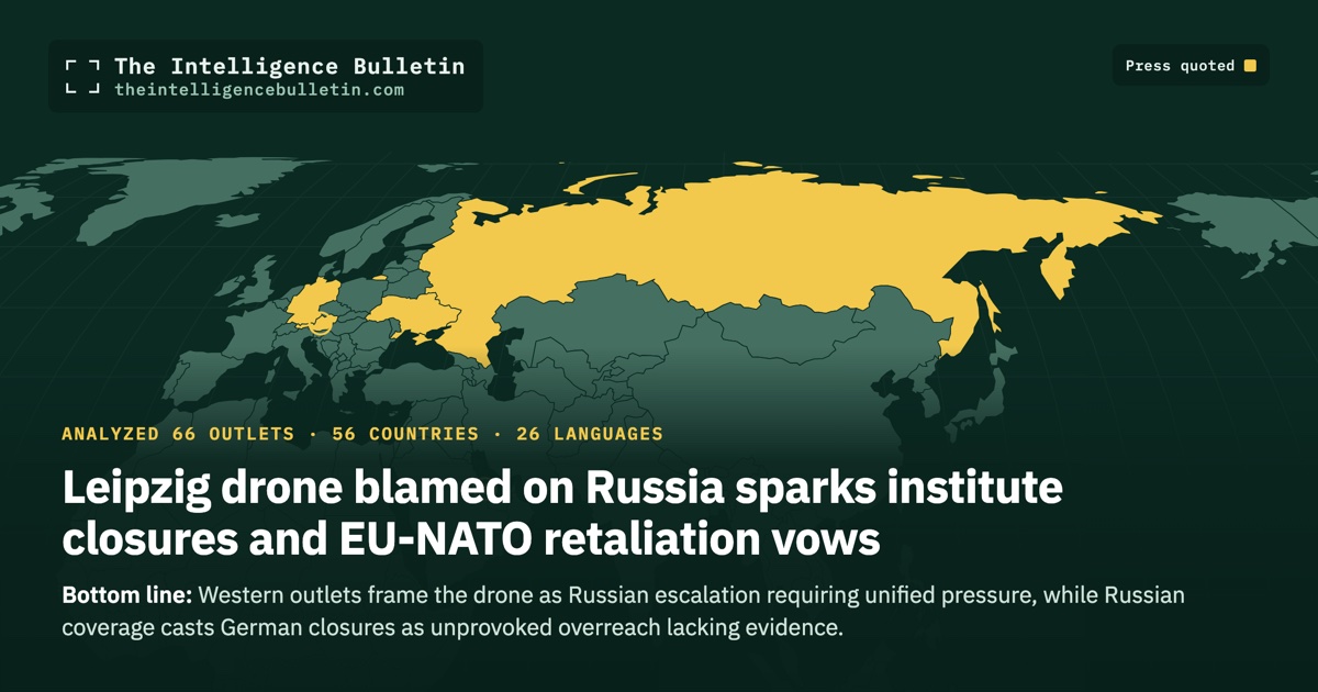 Map of the countries whose press we quoted for: Leipzig drone blamed on Russia sparks institute closures and EU-NATO retaliation vows