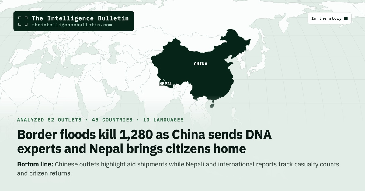 Map of the countries in the story: Border floods kill 1,280 as China sends DNA experts and Nepal brings citizens home
