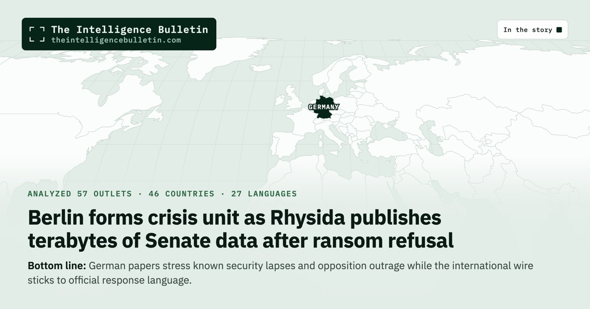 Map of the countries in the story: Berlin forms crisis unit as Rhysida publishes terabytes of Senate data after ransom refusal