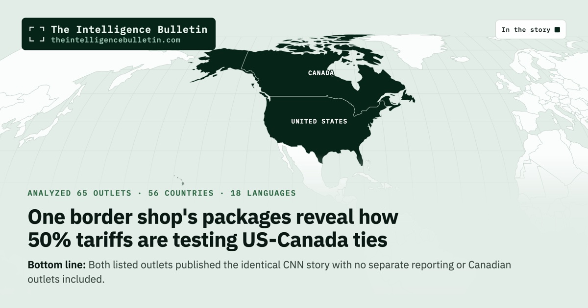 Map of the countries in the story: One border shop's packages reveal how 50% tariffs are testing US-Canada ties