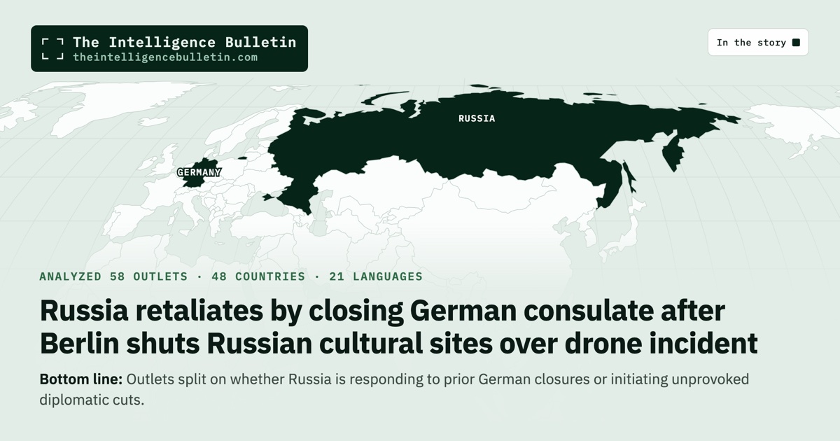 Map of the countries in the story: Russia retaliates by closing German consulate after Berlin shuts Russian cultural sites over drone incident