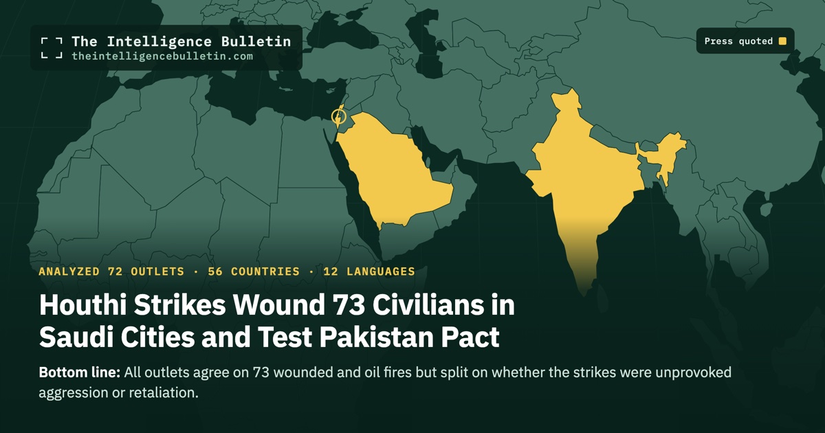 Map of the countries whose press we quoted for: Houthi Strikes Wound 73 Civilians in Saudi Cities and Test Pakistan Pact