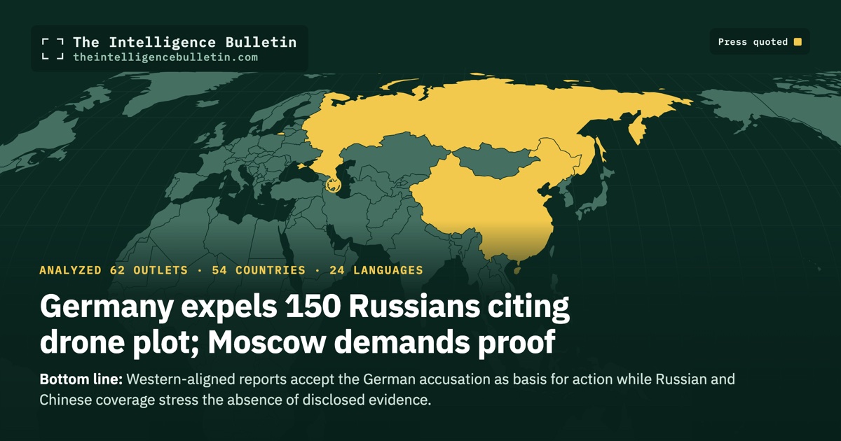 Map of the countries whose press we quoted for: Germany expels 150 Russians citing drone plot; Moscow demands proof