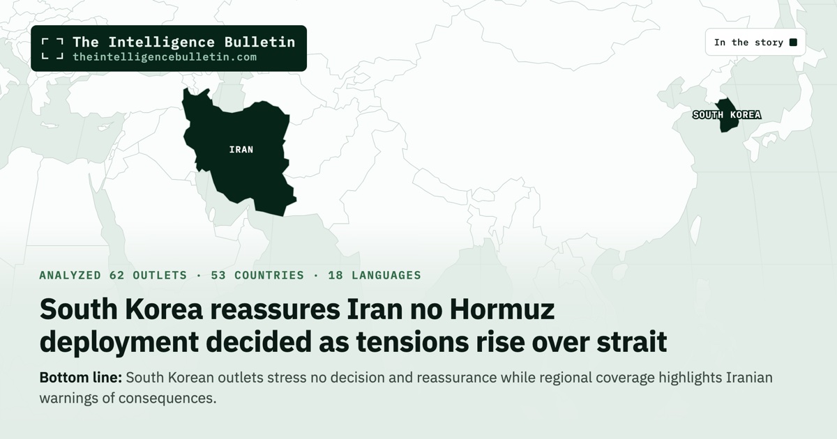 Map of the countries in the story: South Korea reassures Iran no Hormuz deployment decided as tensions rise over strait