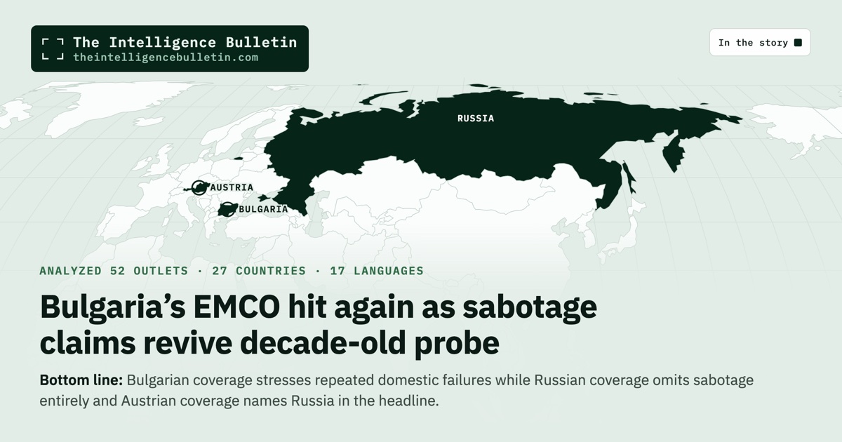 Map of the countries in the story: Bulgaria’s EMCO hit again as sabotage claims revive decade-old probe