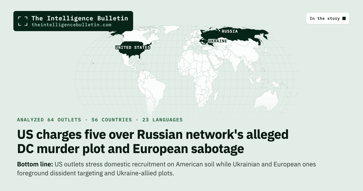 Map of the countries in the story: US charges five over Russian network's alleged DC murder plot and European sabotage