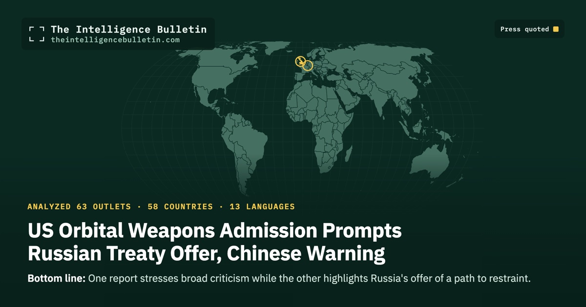 Map of the countries whose press we quoted for: US Orbital Weapons Admission Prompts Russian Treaty Offer, Chinese Warning