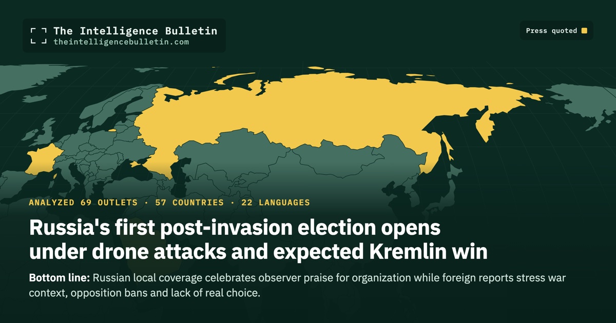 Map of the countries whose press we quoted for: Russia's first post-invasion election opens under drone attacks and expected Kremlin win
