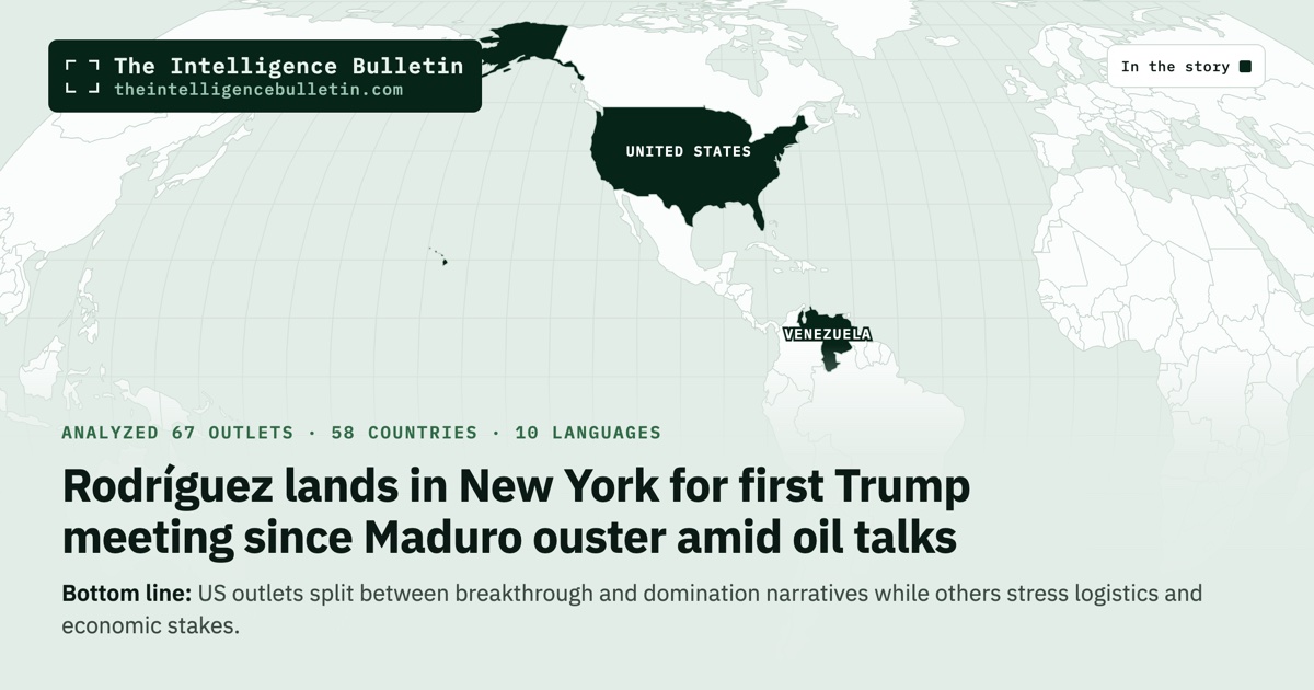Map of the countries in the story: Rodríguez lands in New York for first Trump meeting since Maduro ouster amid oil talks