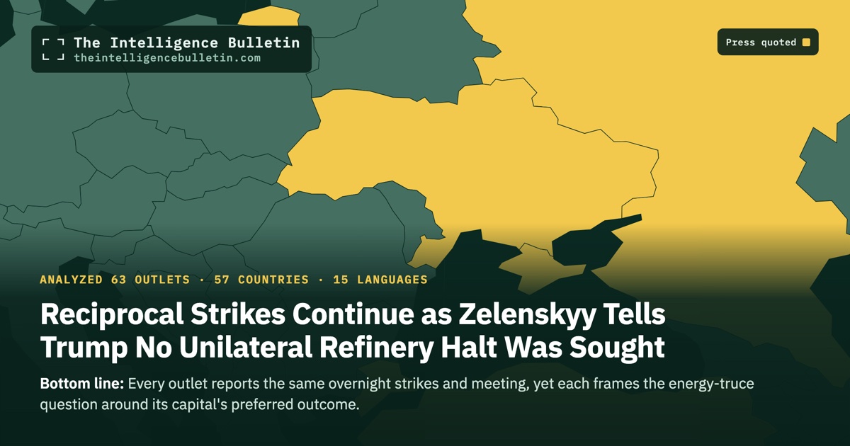 Map of the countries whose press we quoted for: Reciprocal Strikes Continue as Zelenskyy Tells Trump No Unilateral Refinery Halt Was Sought