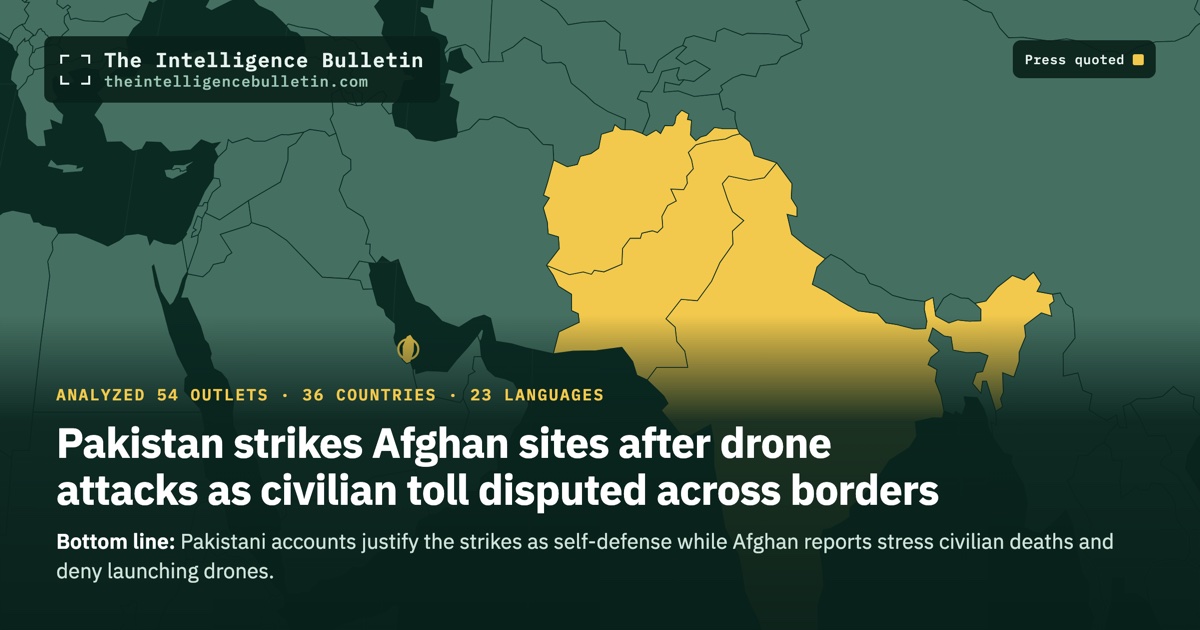 Map of the countries whose press we quoted for: Pakistan strikes Afghan sites after drone attacks as civilian toll disputed across borders