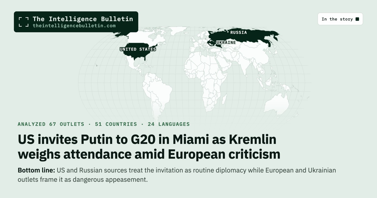 Map of the countries in the story: US invites Putin to G20 in Miami as Kremlin weighs attendance amid European criticism