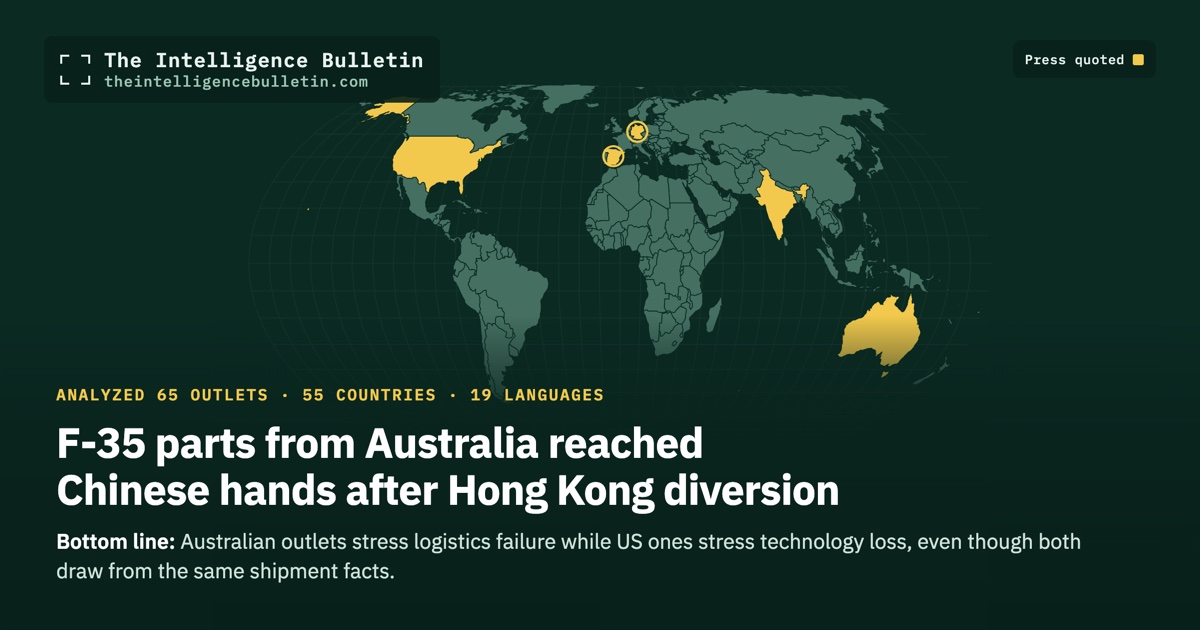 Map of the countries whose press we quoted for: F-35 parts from Australia reached Chinese hands after Hong Kong diversion