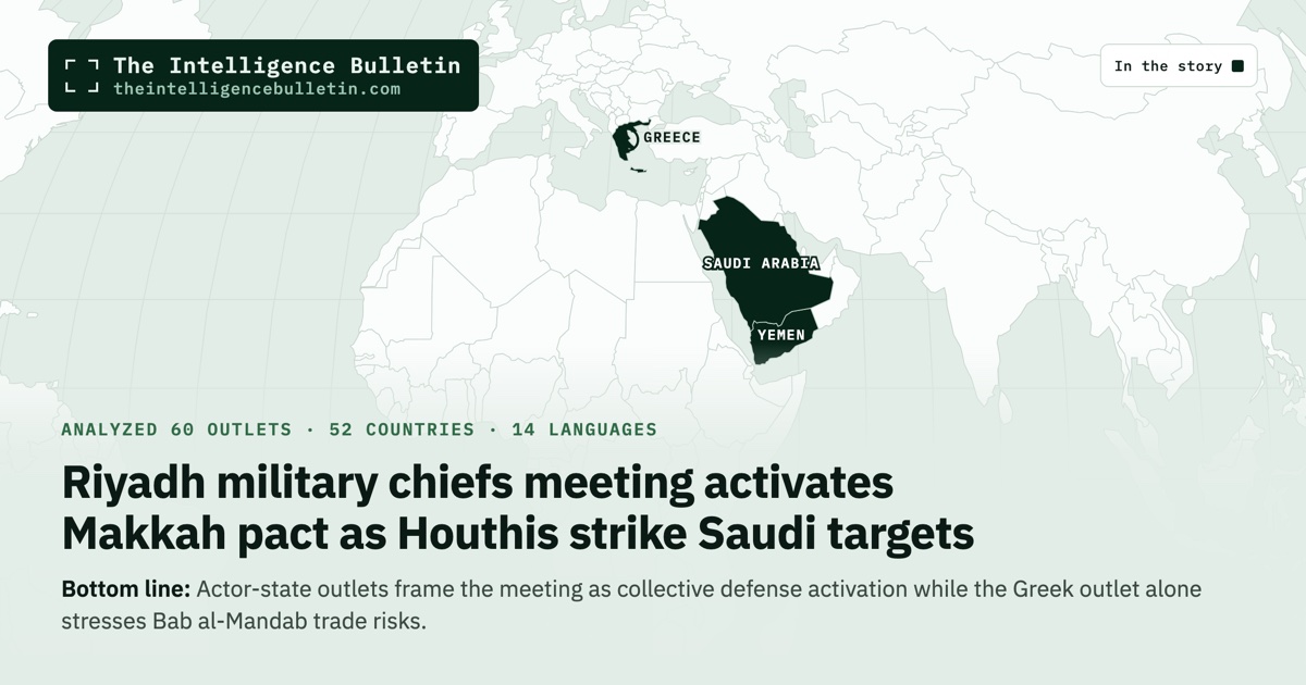 Map of the countries in the story: Riyadh military chiefs meeting activates Makkah pact as Houthis strike Saudi targets