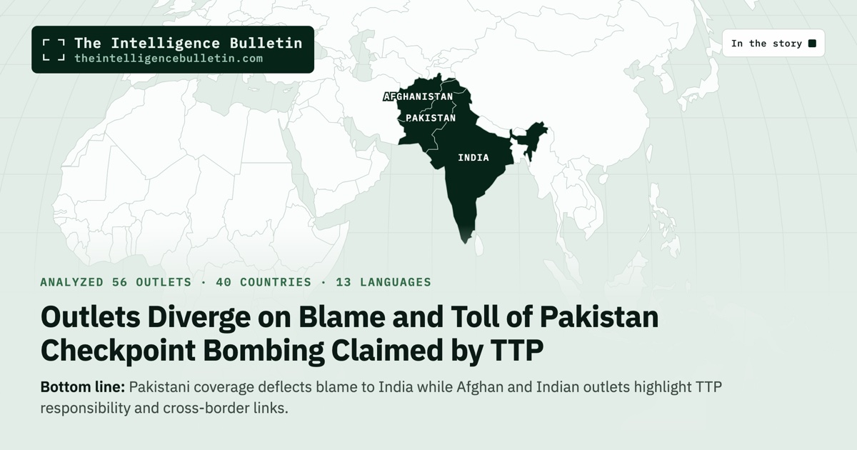 Map of the countries in the story: Outlets Diverge on Blame and Toll of Pakistan Checkpoint Bombing Claimed by TTP