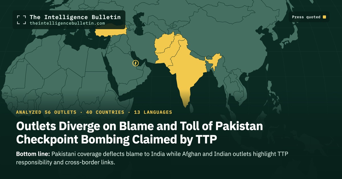 Map of the countries whose press we quoted for: Outlets Diverge on Blame and Toll of Pakistan Checkpoint Bombing Claimed by TTP