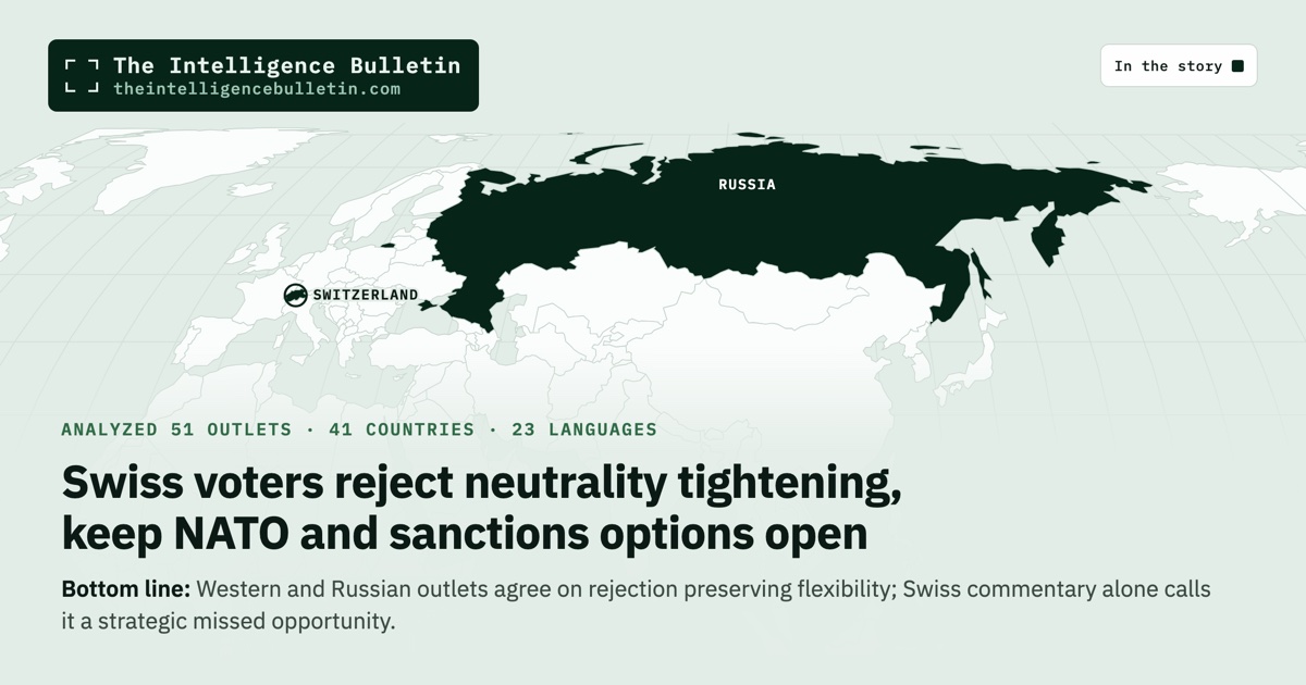 Map of the countries in the story: Swiss voters reject neutrality tightening, keep NATO and sanctions options open
