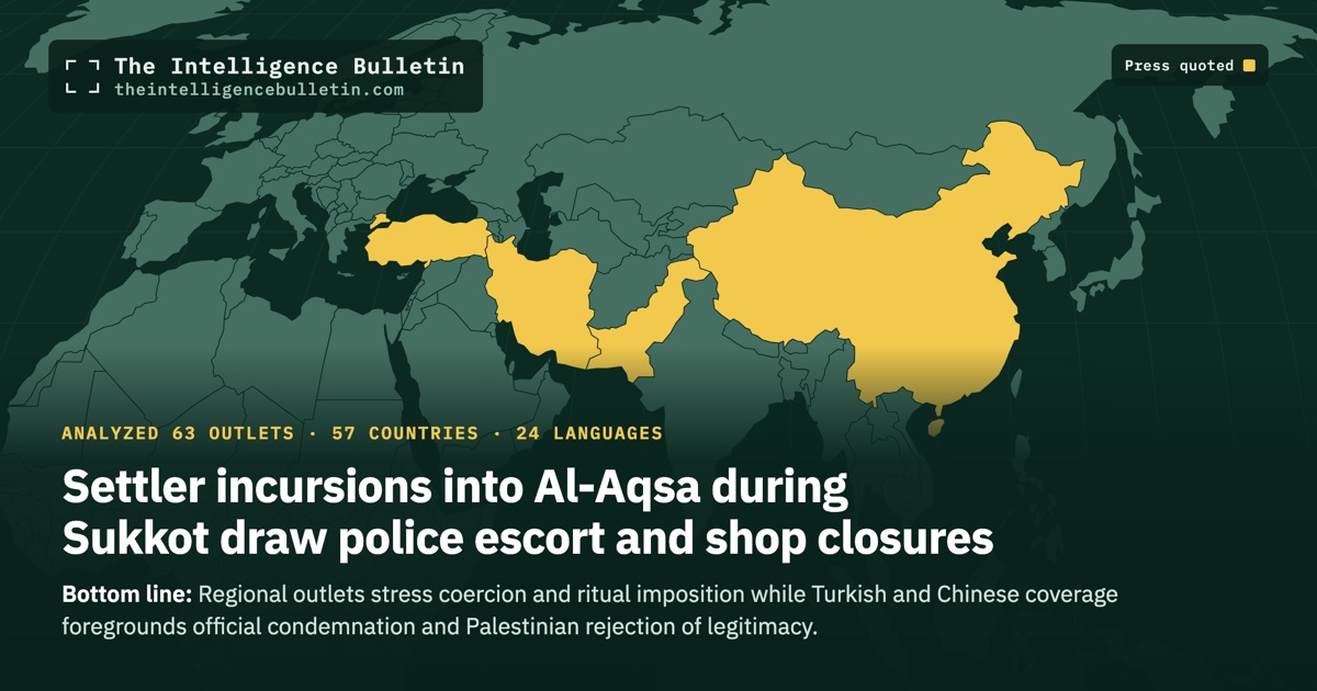 Map of the countries whose press we quoted for: Settler incursions into Al-Aqsa during Sukkot draw police escort and shop closures