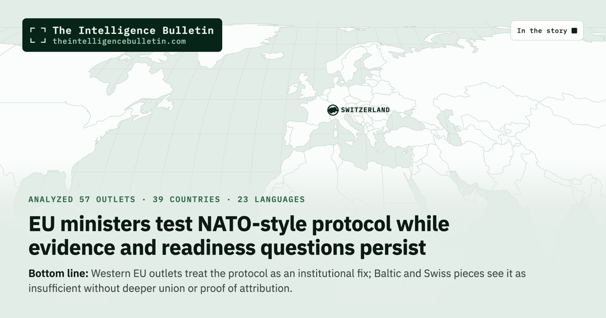 Map of the countries in the story: EU ministers test NATO-style protocol while evidence and readiness questions persist