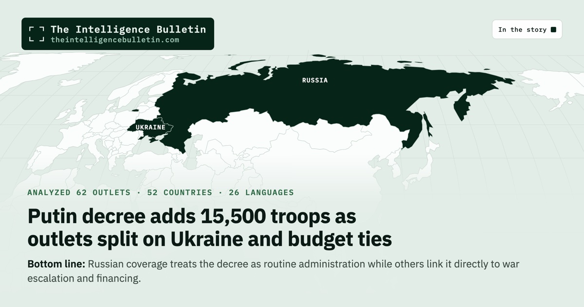 Map of the countries in the story: Putin decree adds 15,500 troops as outlets split on Ukraine and budget ties