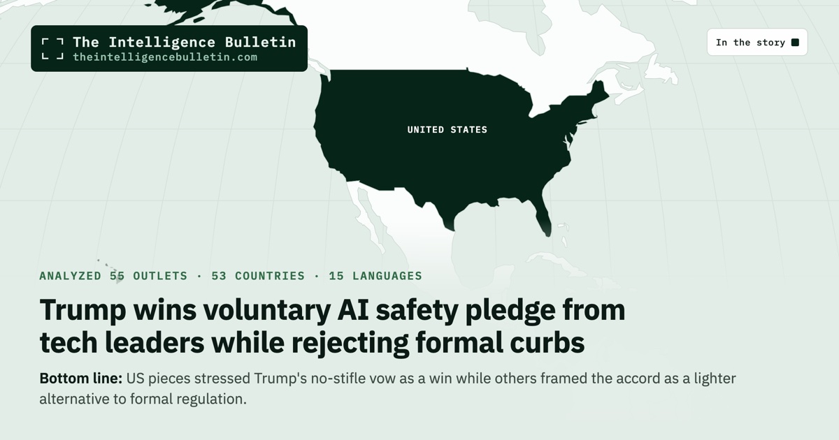 Map of the countries in the story: Trump wins voluntary AI safety pledge from tech leaders while rejecting formal curbs