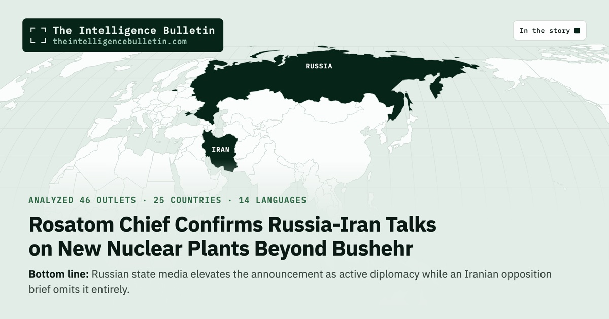 Map of the countries in the story: Rosatom Chief Confirms Russia-Iran Talks on New Nuclear Plants Beyond Bushehr