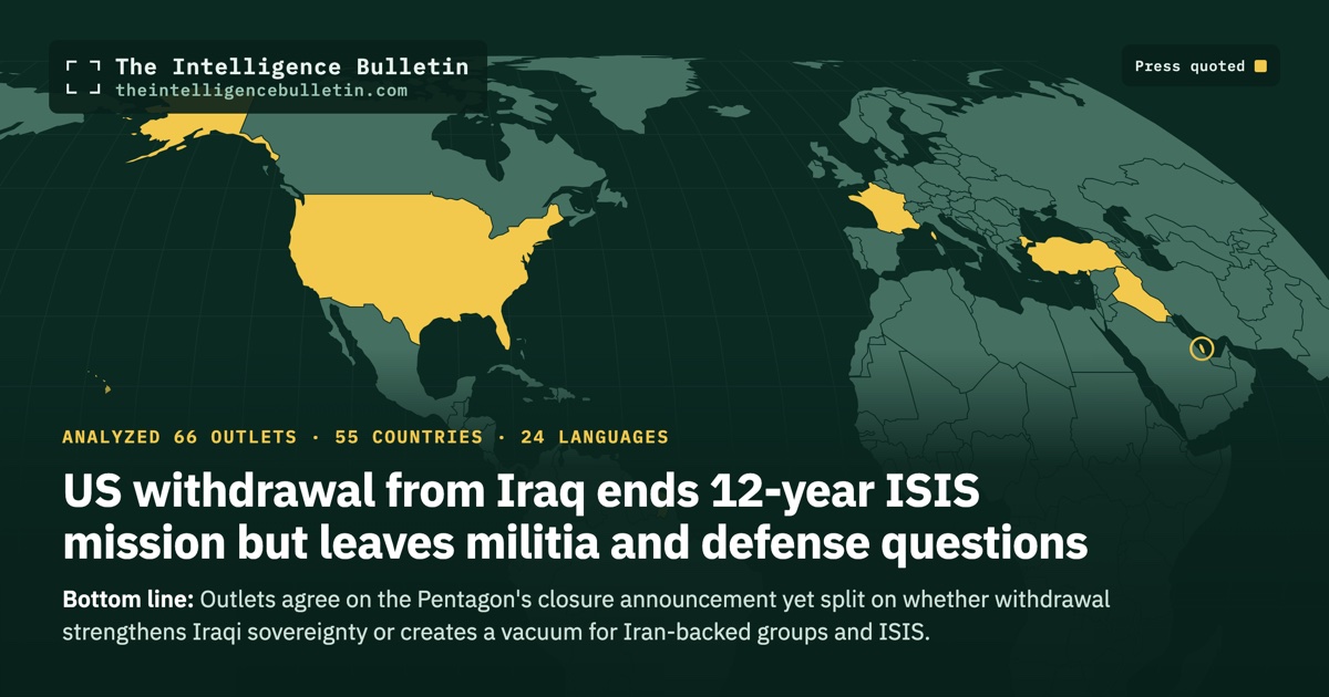 Map of the countries whose press we quoted for: US withdrawal from Iraq ends 12-year ISIS mission but leaves militia and defense questions