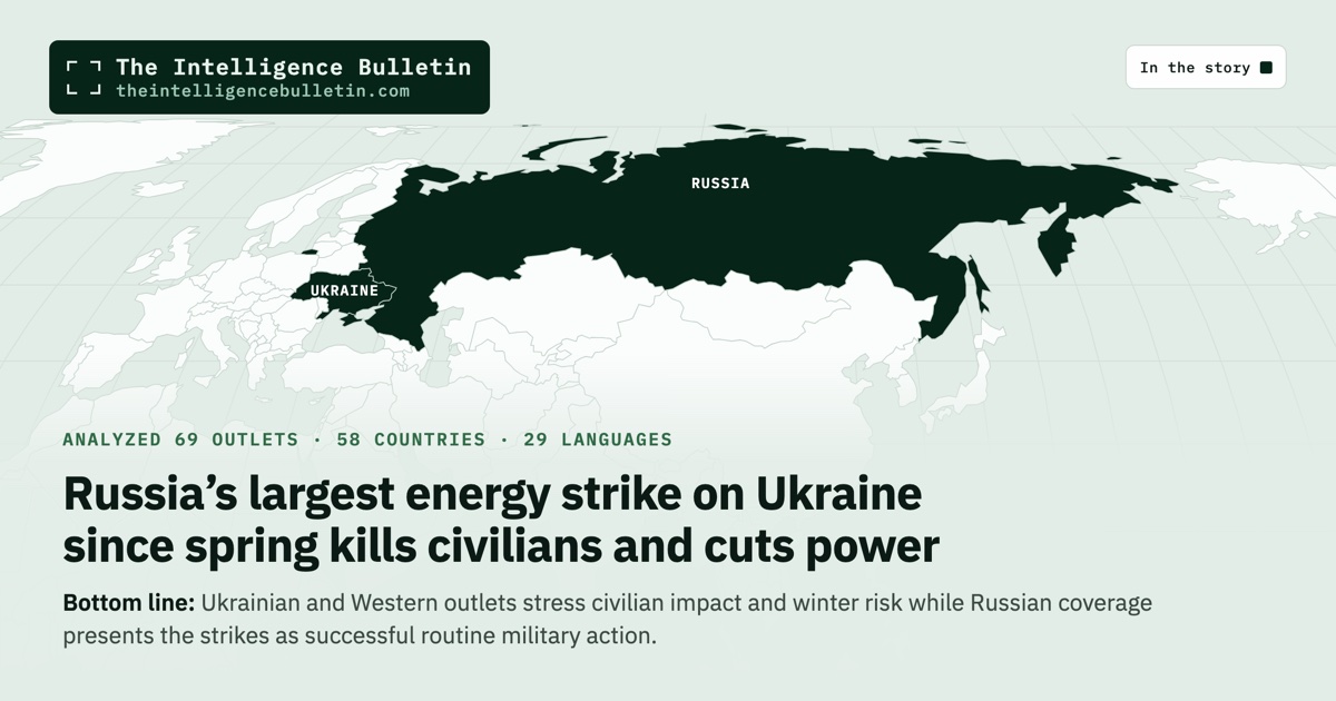 Map of the countries in the story: Russiaโs largest energy strike on Ukraine since spring kills civilians and cuts power