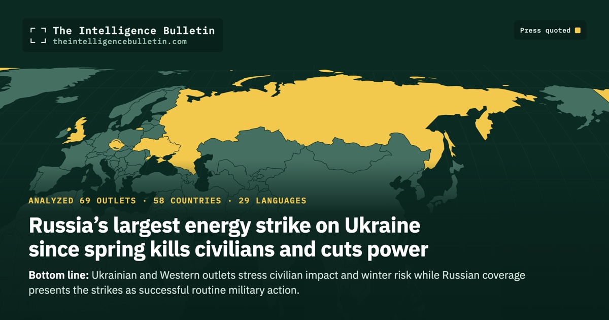 Map of the countries whose press we quoted for: Russia’s largest energy strike on Ukraine since spring kills civilians and cuts power