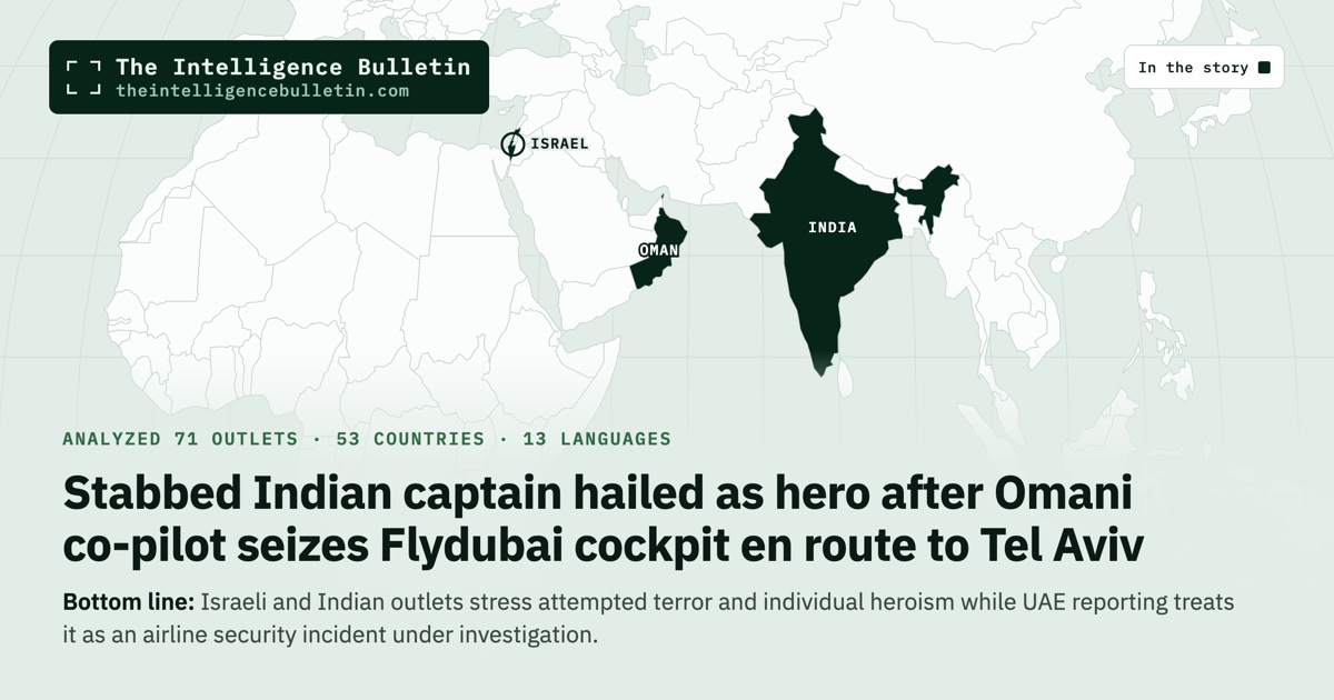 Map of the countries in the story: Stabbed Indian captain hailed as hero after Omani co-pilot seizes Flydubai cockpit en route to Tel Aviv