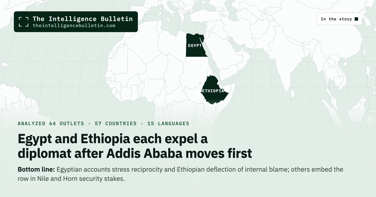 Map of the countries in the story: Egypt and Ethiopia each expel a diplomat after Addis Ababa moves first