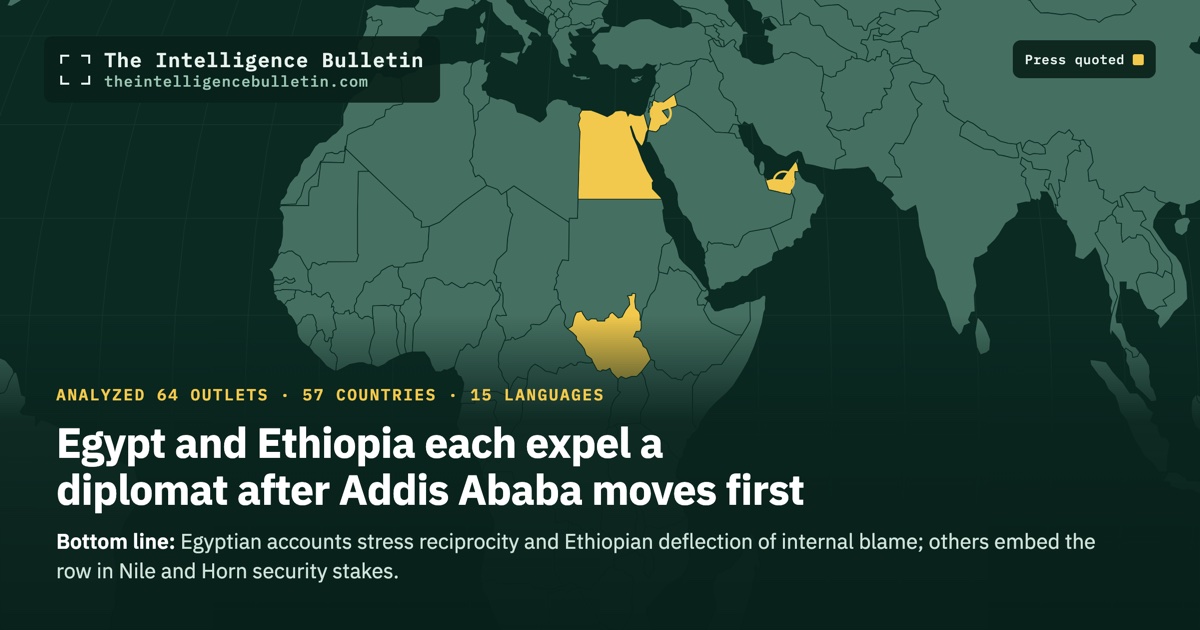 Map of the countries whose press we quoted for: Egypt and Ethiopia each expel a diplomat after Addis Ababa moves first