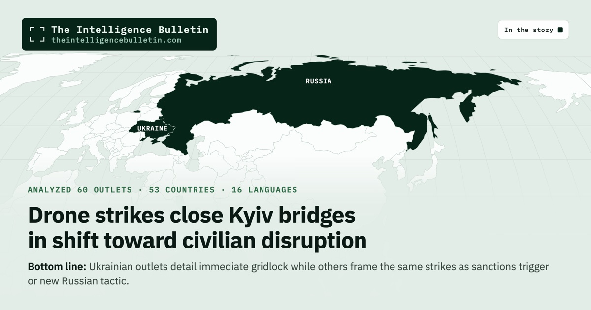 Map of the countries in the story: Drone strikes close Kyiv bridges in shift toward civilian disruption