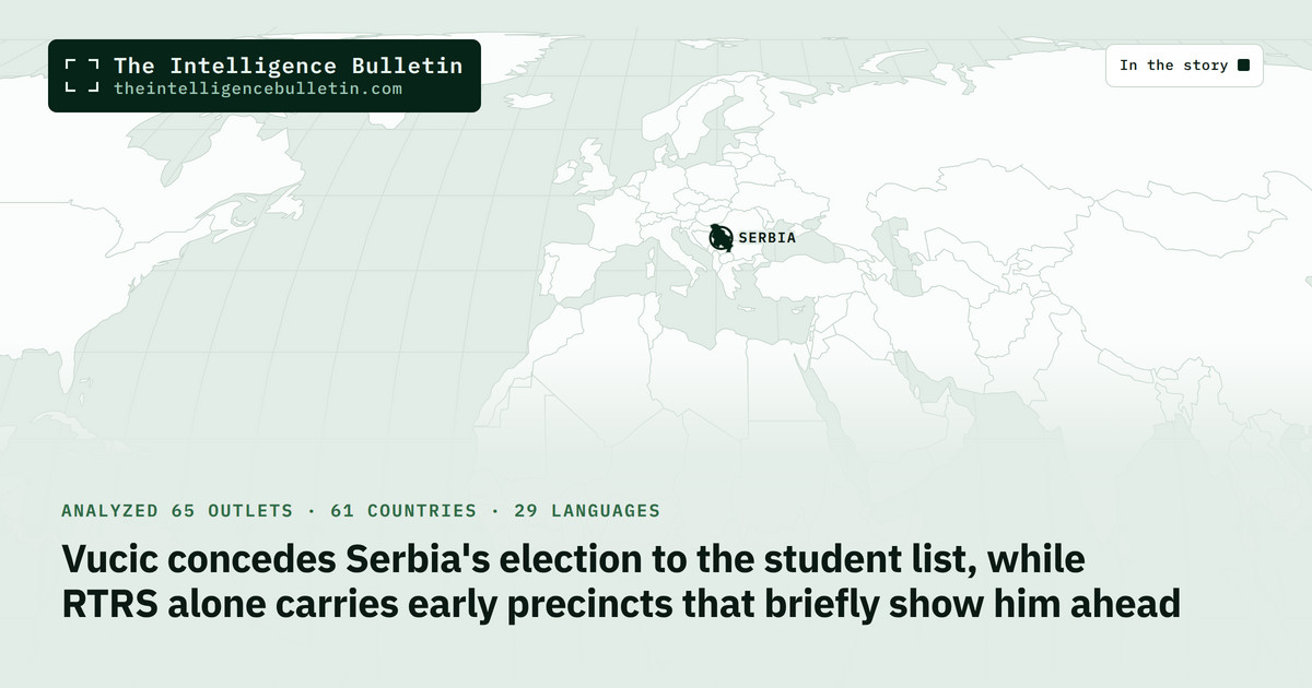 Map of the countries in the story: Vucic concedes Serbia's election to the student list, while RTRS alone carries early precincts that briefly show him ahead
