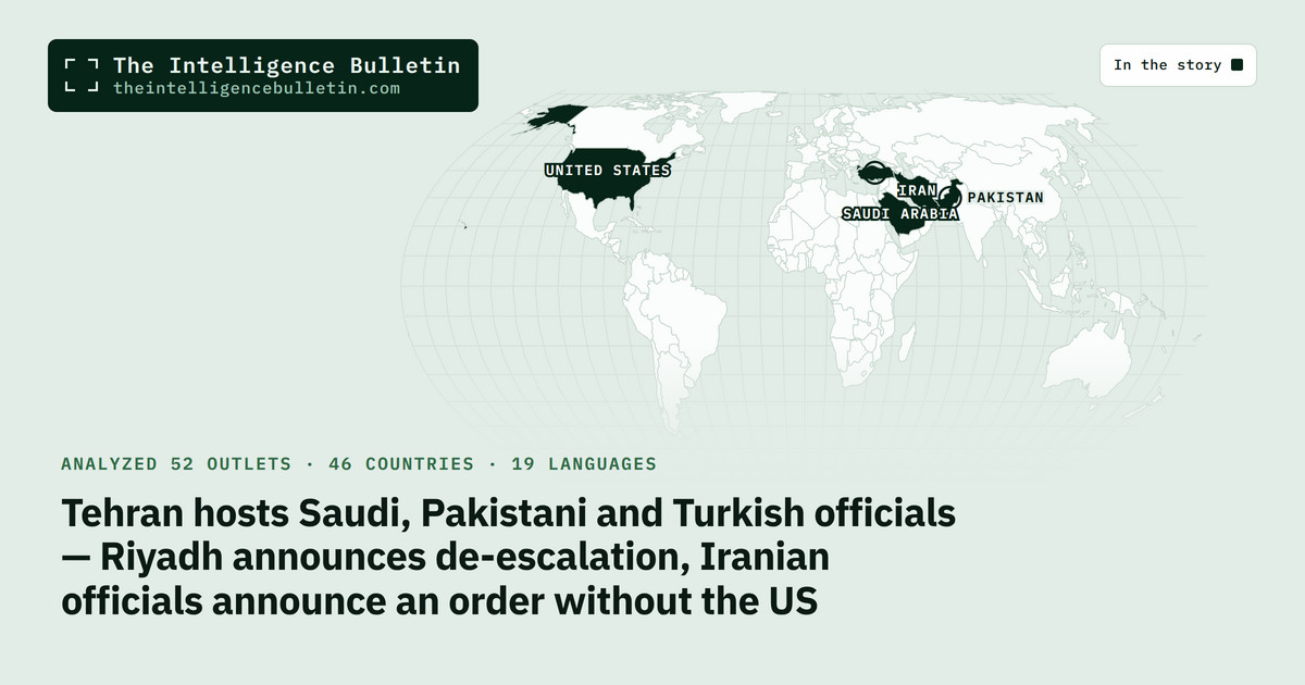 Map of the countries in the story: Tehran hosts Saudi, Pakistani and Turkish officials — Riyadh announces de-escalation, Iranian officials announce an order without the US