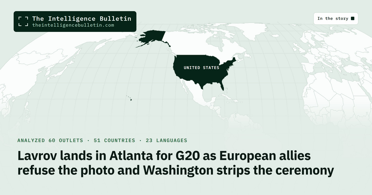 Map of the countries in the story: Lavrov lands in Atlanta for G20 as European allies refuse the photo and Washington strips the ceremony