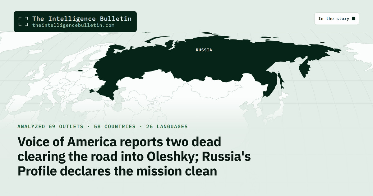 Map of the countries in the story: Voice of America reports two dead clearing the road into Oleshky; Russia's Profile declares the mission clean